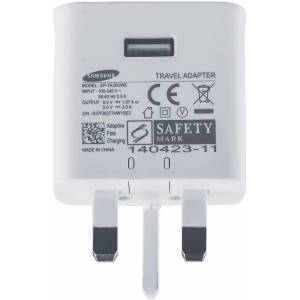 Incarcator retea Samsung, EP-TA20UWE, port USB-A , 3 pini (UK), bulk, white + adaptor pentru EU